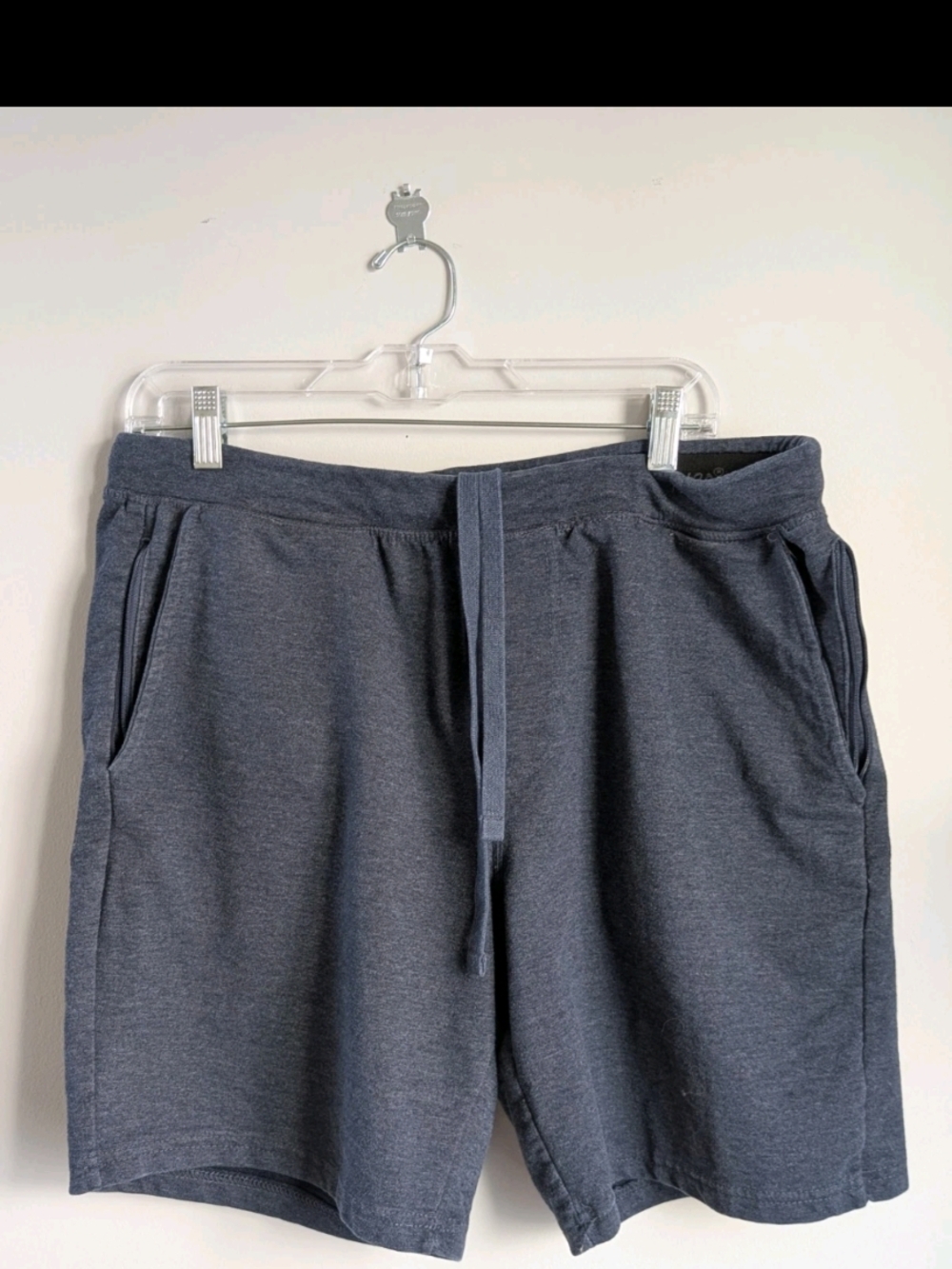 Eddie Bauer Lounge Shorts Men's Large Heathered Charcoal Gray Fleece Zip Pocket
